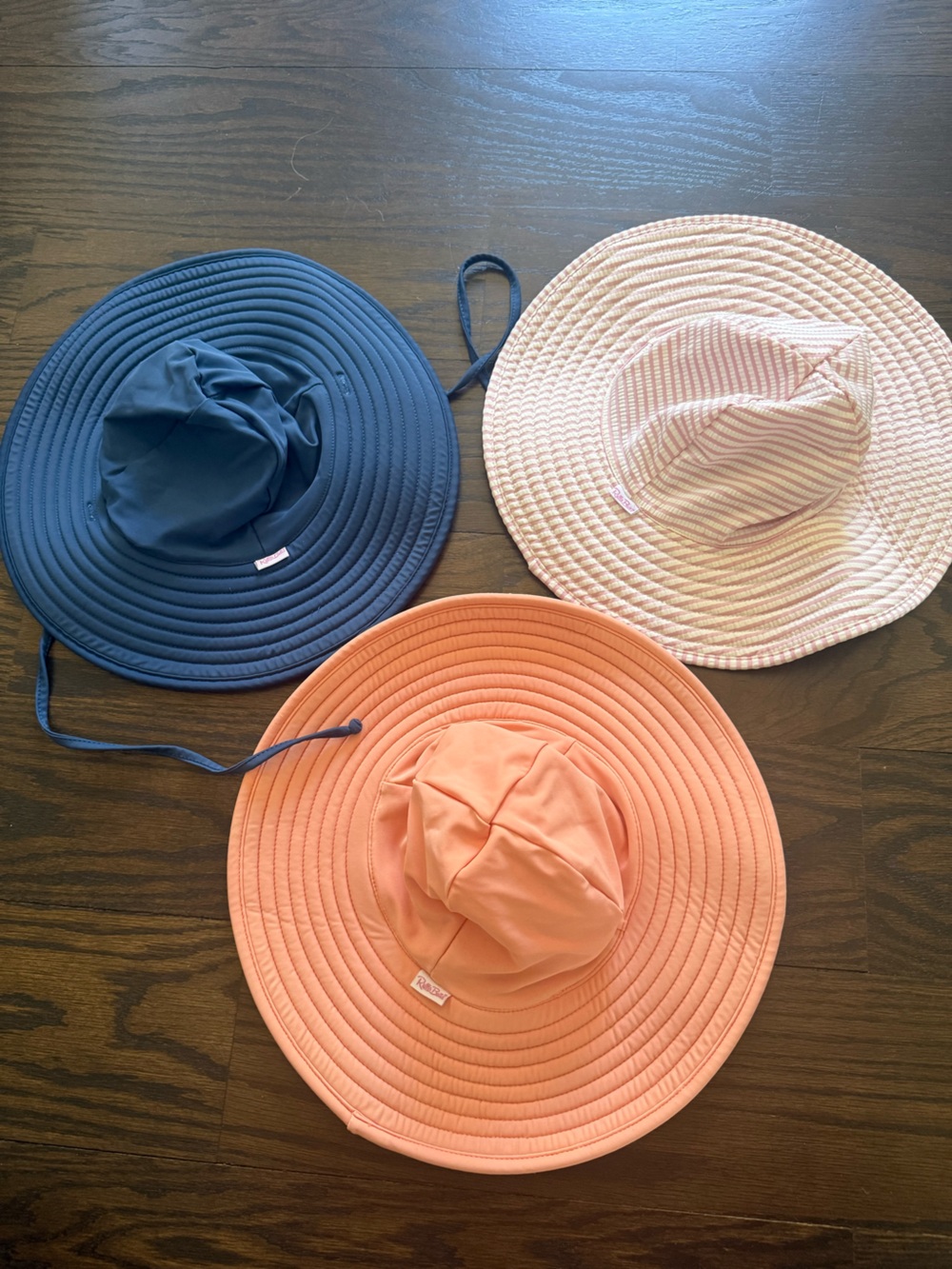 Kids Wide-Brim Sun Hat - Peach, Navy, Pink Stripe